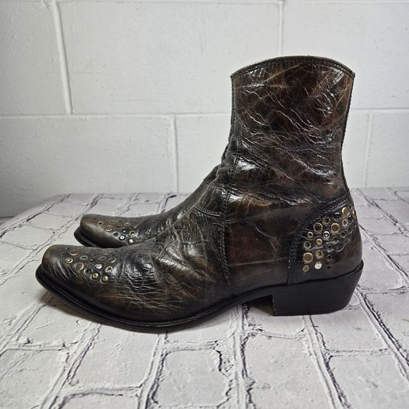 Donald Pliner western couture croc embossed leather studded ankle boots main image 10